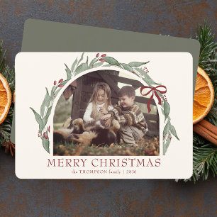 Cartes Pour Fêtes Annuelles Coquette Bow Joyeux Noël Photo personnalisée