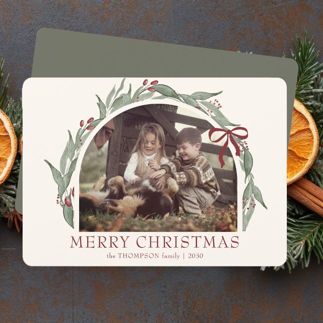 Cartes Pour Fêtes Annuelles Coquette Bow Joyeux Noël Photo personnalisée (Créateur téléchargé)