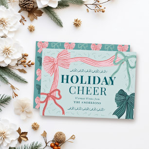 Cartes Pour Fêtes Annuelles Coquette-Core Rouge & Vaches vertes Noël vert