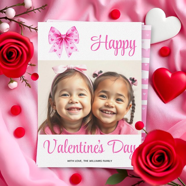 Cartes Pour Fêtes Annuelles Coquette pink bow and hearts Valentine's Day photo (Créateur téléchargé)