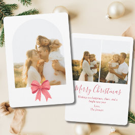 Cartes Pour Fêtes Annuelles Coquette Red Bow Arch Preppy 3 Photo Noël