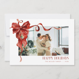 Cartes Pour Fêtes Annuelles Coquette Red Bow Holiday Photo Christmas Card