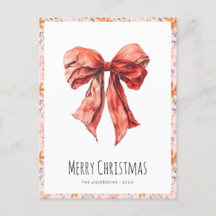 Cartes Pour Fêtes Annuelles Coquette rouge Bow minimaliste Noël