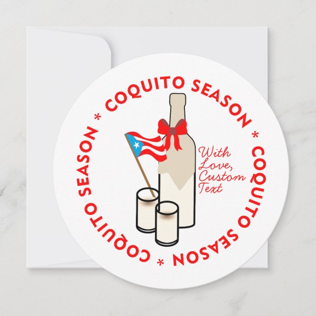 Cartes Pour Fêtes Annuelles Coquito Saison Texte de Photo Personnalisée Cercle (Devant)