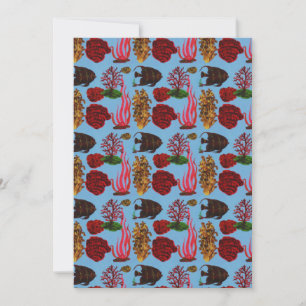 Cartes Pour Fêtes Annuelles Corail de la mer Rouge tropicale Récif Océan Poiss