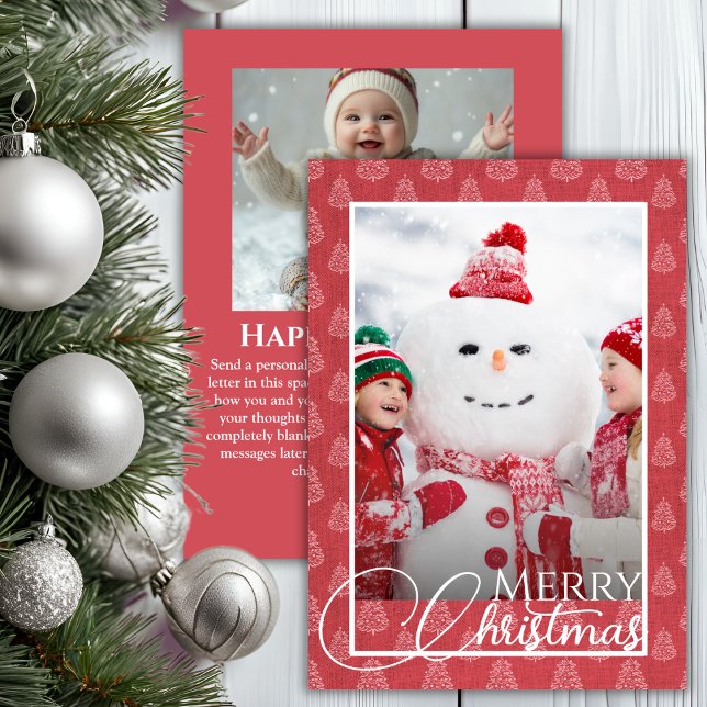 Cartes Pour Fêtes Annuelles Corail rose sapin de Noël (Pink Coral Christmas Tree Holiday Photo)