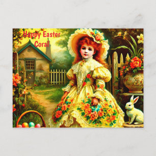 CARTES POUR FÊTES ANNUELLES CORAL~ HAPPY EASTER BUNNY GREETING ~