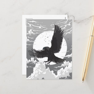 Cartes Pour Fêtes Annuelles Corbeau et Lune