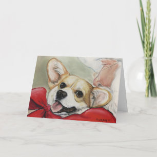 Cartes Pour Fêtes Annuelles Corgi and Santa Christmas