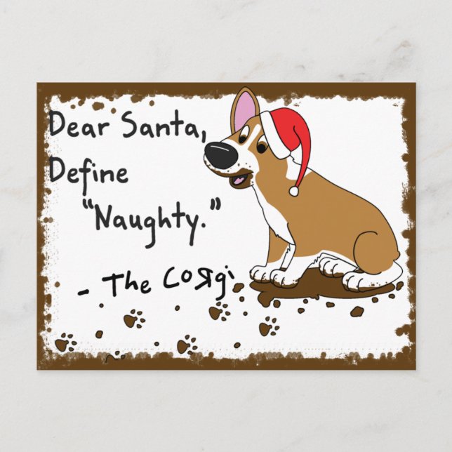 Cartes Pour Fêtes Annuelles Corgi de Noël boueux (Devant)