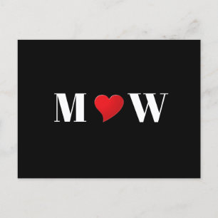 Cartes Pour Fêtes Annuelles Corme noir rouge coeur couple initiales monogramme