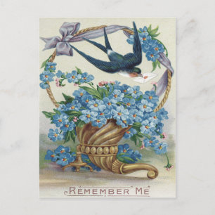 Cartes Pour Fêtes Annuelles Corne d'abondance oiseau myosotis Saint-Valentin