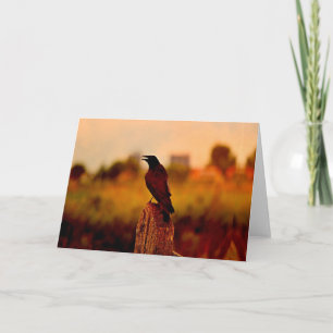 Cartes Pour Fêtes Annuelles Corneille corneille au coucher du soleil
