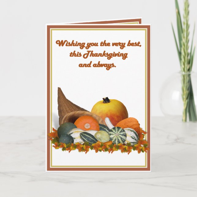 Cartes Pour Fêtes Annuelles Cornucopia avec les ourdes d'automne (Devant)