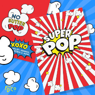 Cartes Pour Fêtes Annuelles Corny SUPER POP ! Pas de papillon ! Pun Popcorn