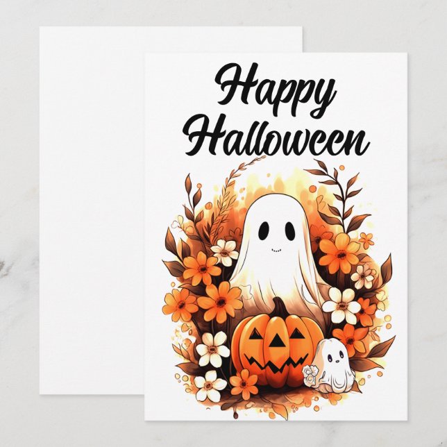 Cartes Pour Fêtes Annuelles Correctif Citrouille enchâssé (Devant / Derrière)