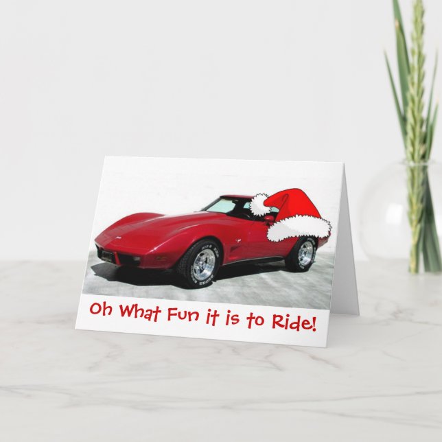 Cartes Pour Fêtes Annuelles Corvette rouge de Noël 1979 (Devant)