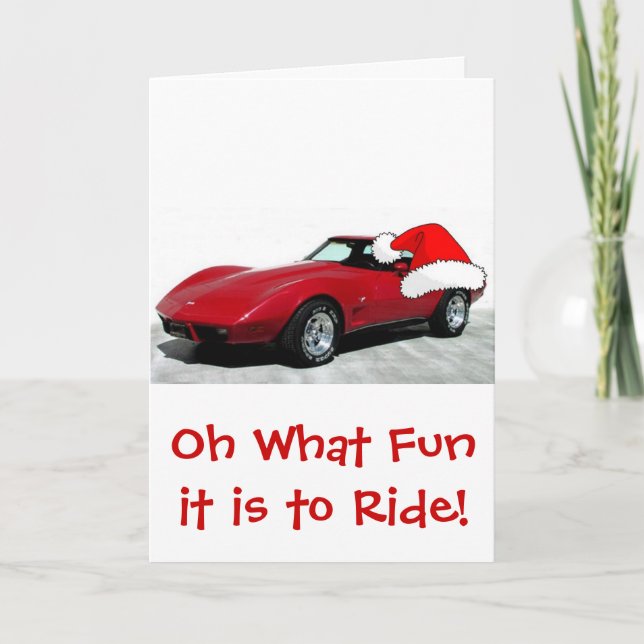 Cartes Pour Fêtes Annuelles Corvette rouge de Noël 1979 (Devant)
