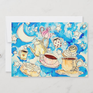 Cartes Pour Fêtes Annuelles cosmic cinnamon rolls & coffee cups art