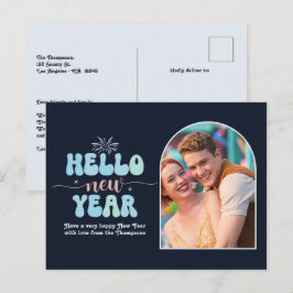 Cartes Pour Fêtes Annuelles Cosmic Ice New Year Retro Modern Blue Photo