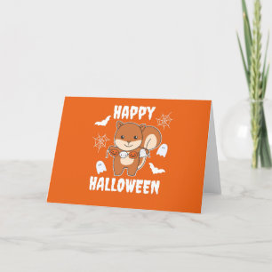 Cartes Pour Fêtes Annuelles Costume de citrouille d'Halloween d'écureuil heure