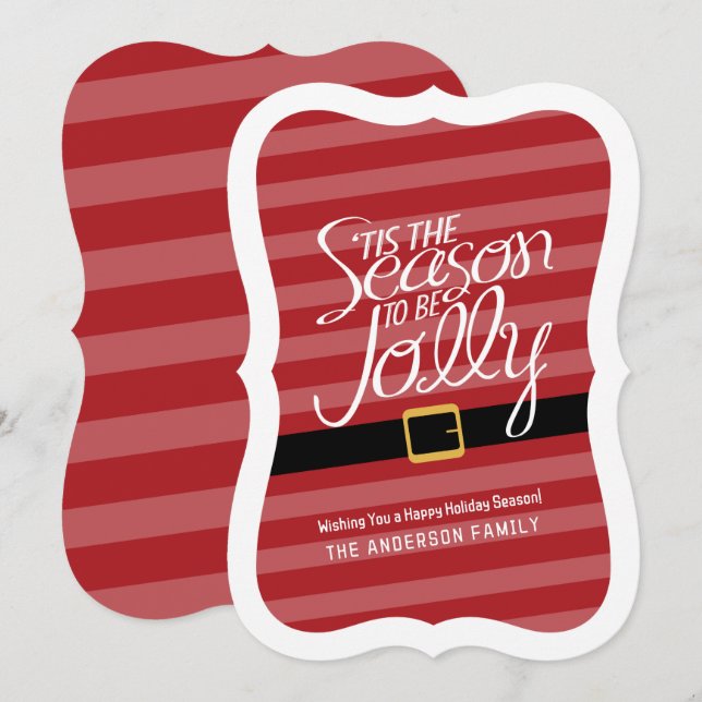 Cartes Pour Fêtes Annuelles Costume de Noël Jolly - Non photo (Devant / Derrière)