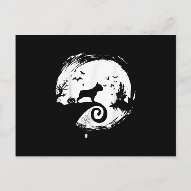 Cartes Pour Fêtes Annuelles Costume d'Halloween de Bouledogue français Lune Ca (Devant)