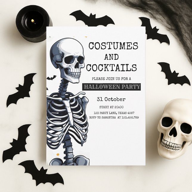 Cartes Pour Fêtes Annuelles Costumes et cocktails Fête d'Halloween (Créateur téléchargé)