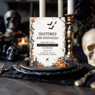 Cartes Pour Fêtes Annuelles Costumes et Cocktails Soirée effrayante d'Hallowee