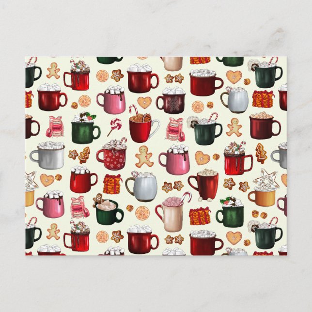 Cartes Pour Fêtes Annuelles Cosy cacao chaud Cabine et soins d'hiver (Devant)