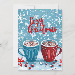 Cartes Pour Fêtes Annuelles Cosy Christmas Snowflakes & Cocoa Holiday Card