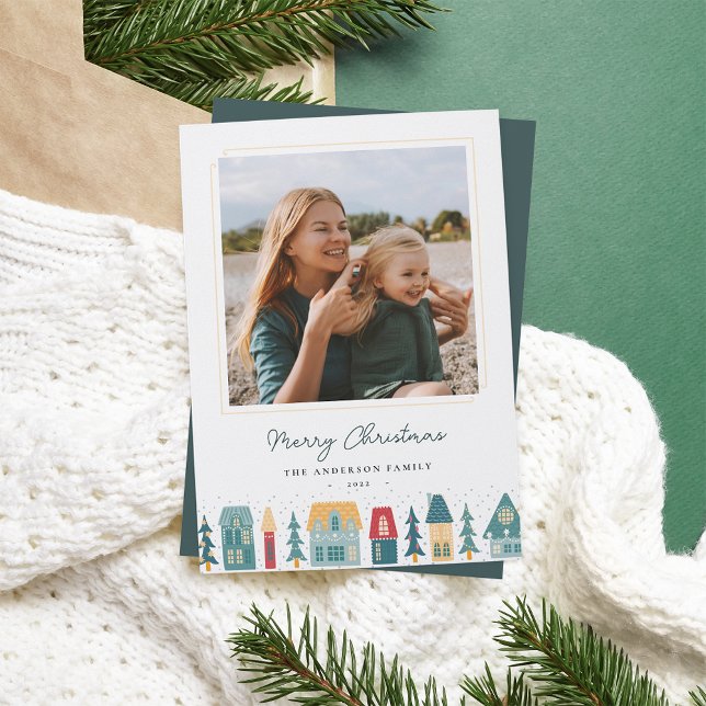 Cartes Pour Fêtes Annuelles Cosy Christmas Village Photo (Créateur téléchargé)