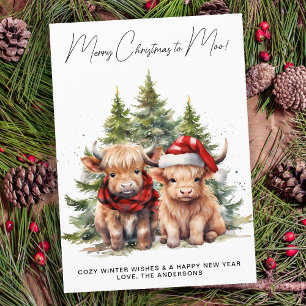 Cartes Pour Fêtes Annuelles Cosy Highland Cow Farm Animaux Joyeux Noël