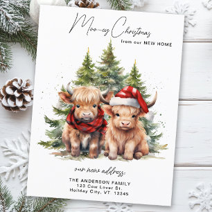 Cartes Pour Fêtes Annuelles Cosy Highland Cow Nouvelle adresse Joyeux Noël