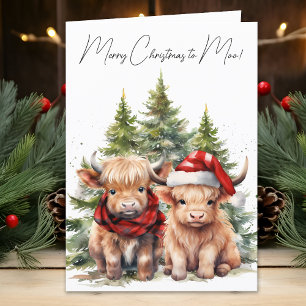 Cartes Pour Fêtes Annuelles Cosy Highland Vache ferme animal mignonne Joyeux N