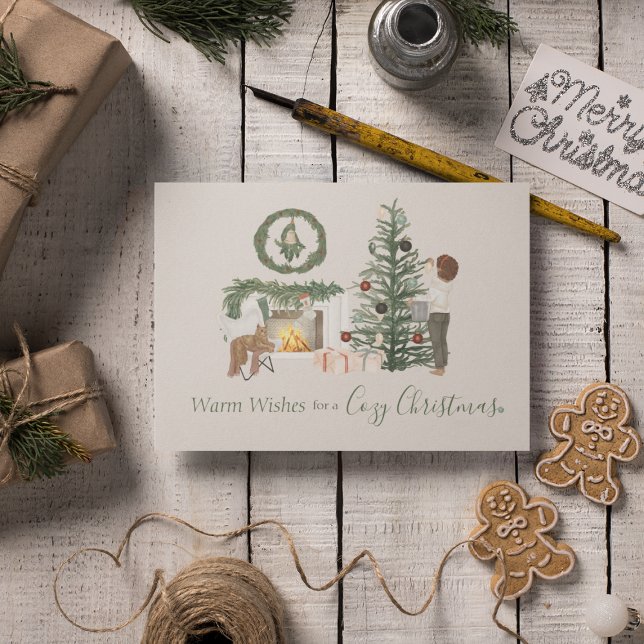 Cartes Pour Fêtes Annuelles Cosy Noël Rustique aquarelle personnalisée (Créateur téléchargé)