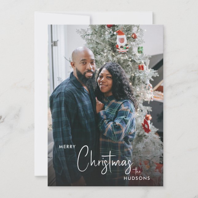 Cartes Pour Fêtes Annuelles Cosy Plaid Joyeux Noël Photo de Noël (Devant)