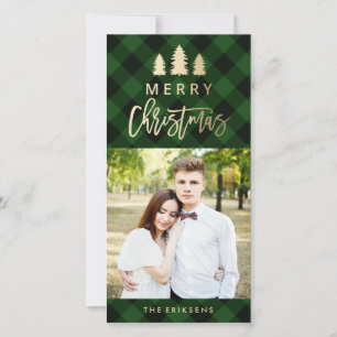 Cartes Pour Fêtes Annuelles Cosy Plaid   Photo de vacances vertes