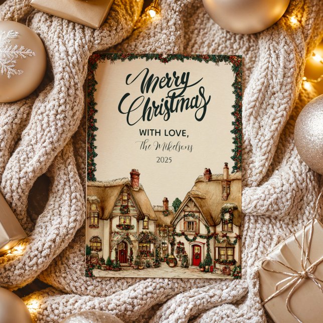Cartes Pour Fêtes Annuelles Cosy Village de vacances Noël (Créateur téléchargé)