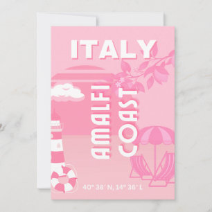 Cartes Pour Fêtes Annuelles Côte d'Amalfi, Art Voyage, Rose