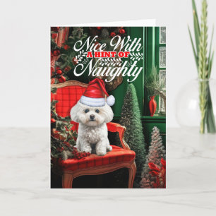 Cartes Pour Fêtes Annuelles Coton de Tulear Christmas Chien Naughty Nice