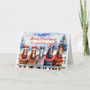 Cartes Pour Fêtes Annuelles Cotravailleur de Noël du groupe Animal Horse