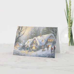 Cartes Pour Fêtes Annuelles Cottage d'hiver de Noël
