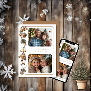 Cartes Pour Fêtes Annuelles Cottage Hygge Deux Photo (Teinte Marron)