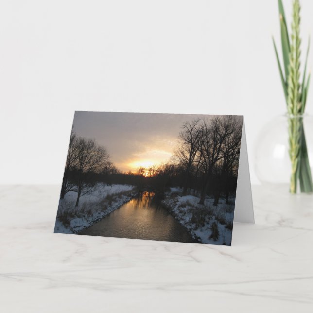 Cartes Pour Fêtes Annuelles Coucher de soleil de Yuletide (Devant)