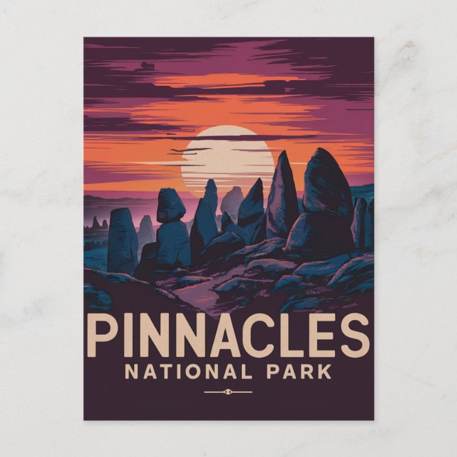 Cartes Pour Fêtes Annuelles Coucher de soleil du parc national Pinacles (Devant)