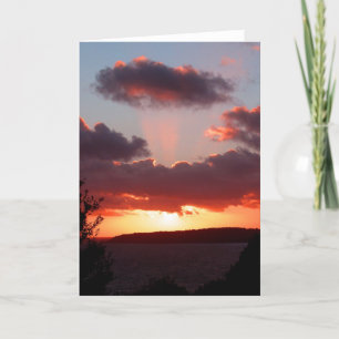Cartes Pour Fêtes Annuelles Coucher de soleil sur la baie de Saint-Aubin à Jer