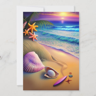 Cartes Pour Fêtes Annuelles Coucher de soleil sur la plage de l'Imaginaire tro