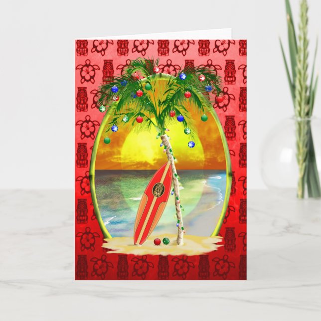 Cartes Pour Fêtes Annuelles coucher de soleil sur la plage de Noël (Devant)