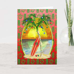 Cartes Pour Fêtes Annuelles coucher de soleil sur la plage de Noël